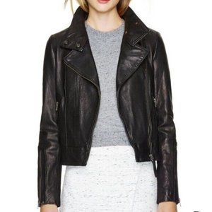 Mackage x Aritiza Black Kenya Lambskin Leather Jacket Moto Biker Size XS